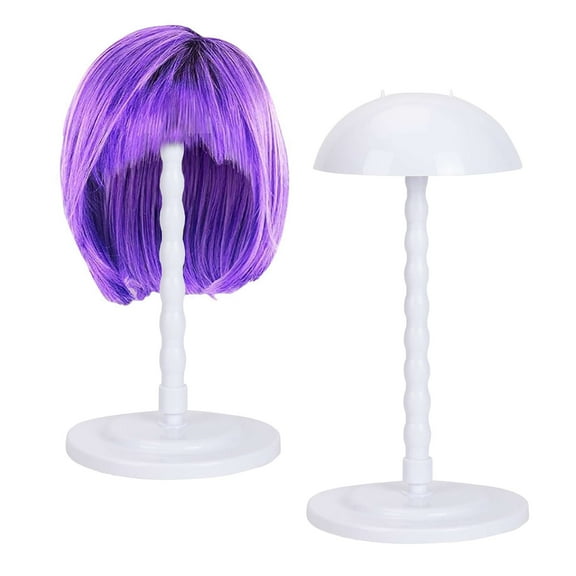 Gustave 2 Pack Wig Holder Stand 13.8 Inch Portable Non-Slip Hat Cap Wig Head Styling Display Stands Travel Storage Holder, White