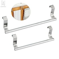 Gustave 2 Packs Towel Rack Over Door Stainless Steel Towel Bar Hanging Holder Bathroom Toilet Pantry Kitchen Cabinet Shelf Hanger -9*3.2 inch