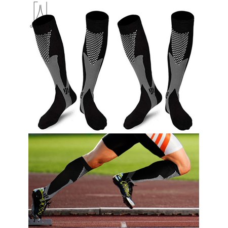 Gustave 2 Pairs Compression Socks for Men Women 20-30mmHg BEST Medical Sport Nursing Varicose knee high Socks Athletic Socks for Marathon,Soccer,Travel & Flight "Black,L/XL"