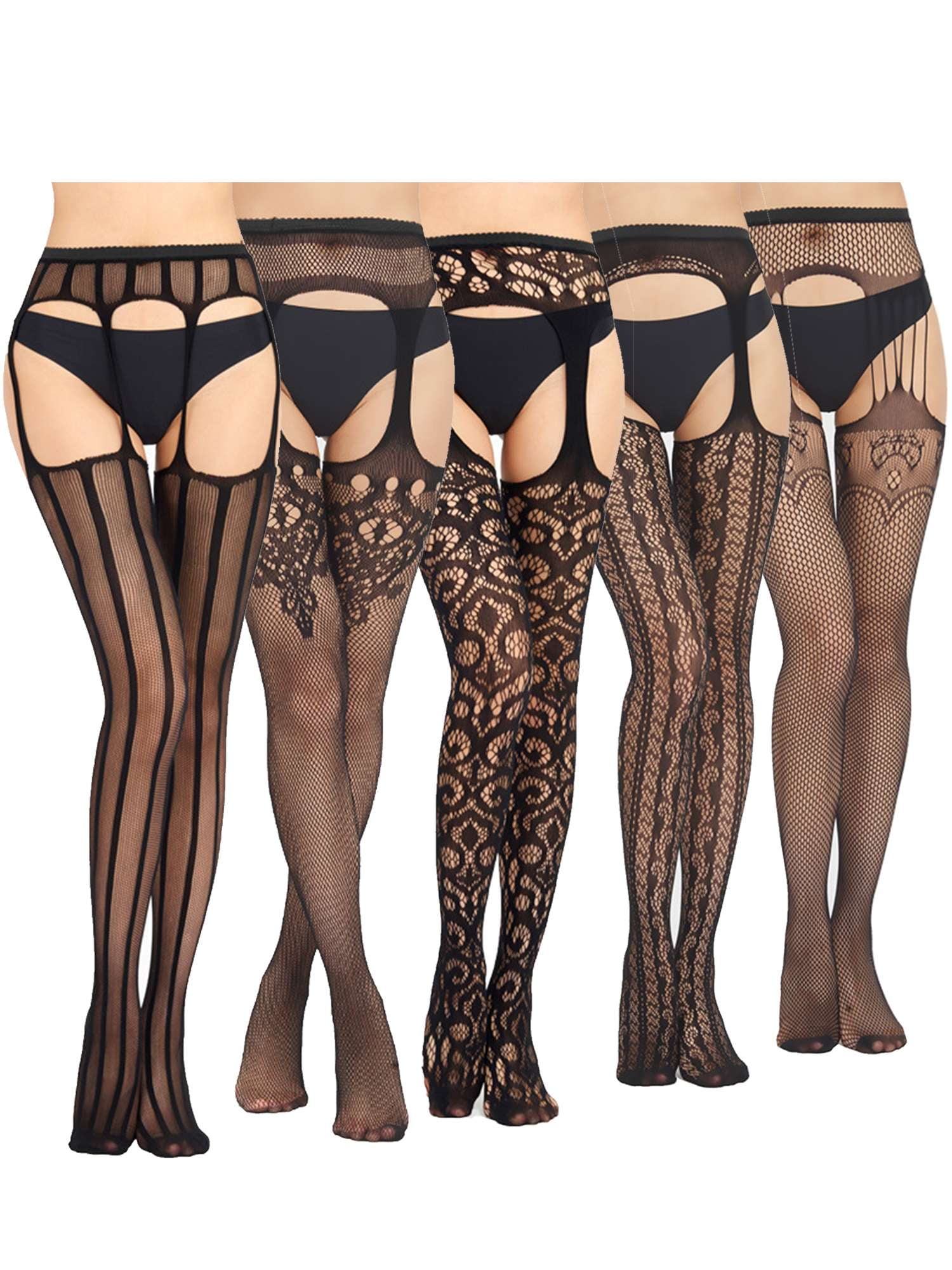 Gustave 2 Pairs Fishnet Tights Suspender Pantyhose Thigh