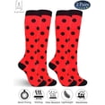 thumbnail image 1 of Gustave 2 Pairs Graduated Knee High Compression Socks for Men Women Polka Dot Print Athletic Circulation Support Stocking for Running, Cycling, Travel, Flight "Red, L/XL", 1 of 5