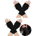thumbnail image 1 of Gustave 2 Pairs Knitted Fingerless Gloves for Women Winter Warm Mittens Stretchy Half Finger Texting Gloves Arm Warmers with Thumb Hole for Driving Cycling Working, 1 of 8