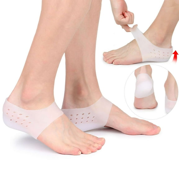 Gustave 2 Pairs Silicone Height Increase Insoles for Women Men Invisible Heel Lifts Shoe Insoles Heel Protector Pads Plantar Fasciitis Shoe Inserts Foot Pain Relief Arch Support "1.6 Inch"