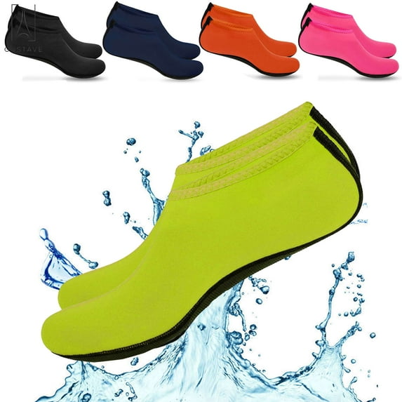 Gustave 2 Pairs Skin Water Barefoot Shoes Aqua Beach Socks Yoga Exercise Pool Swim Slip On Surf for Men Women (3XL, Green)