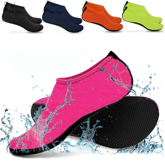 Gustave 2 Pairs Skin Water Barefoot Shoes Aqua Beach Socks Yoga Exercise Pool Swim Slip On Surf for Men Women (L, Pink)