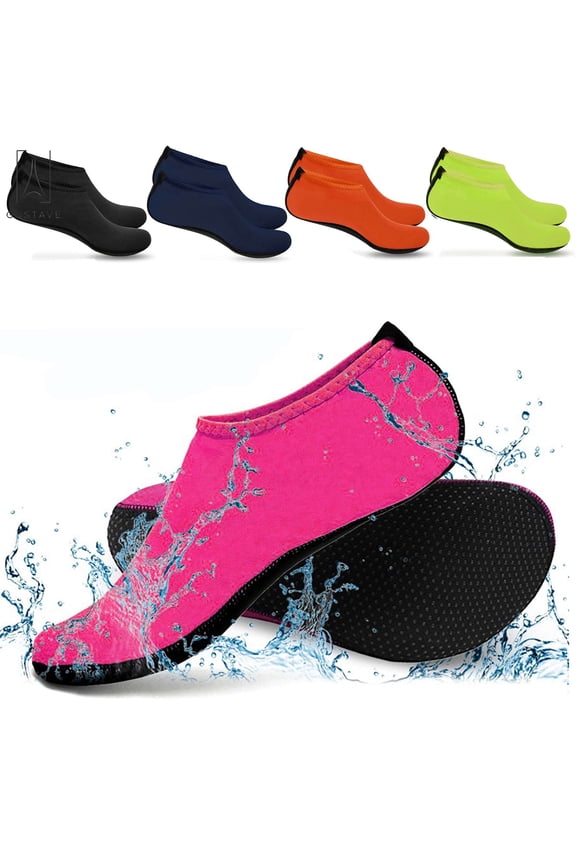 2 Pairs Skin Water Barefoot Shoes Aqua Beach Socks Yoga Exercise Pool Swim Slip On Surf for Men Women (XL, Pink)