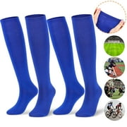 Gustave 2 Pairs Soccer Socks Multi-Sport Athletic Socks for Baseball Softball Football, Unisex Knee High Sports Compression Socks for Men Women "Blue"