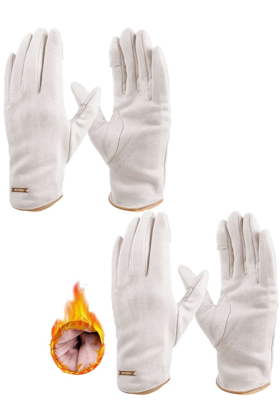 2 Pairs Winter Gloves for Women Thermal Touchscreen Texting Windproof Warm Gloves Fleece Lined Elegant Suede Gloves for Cold Weather Outdoor