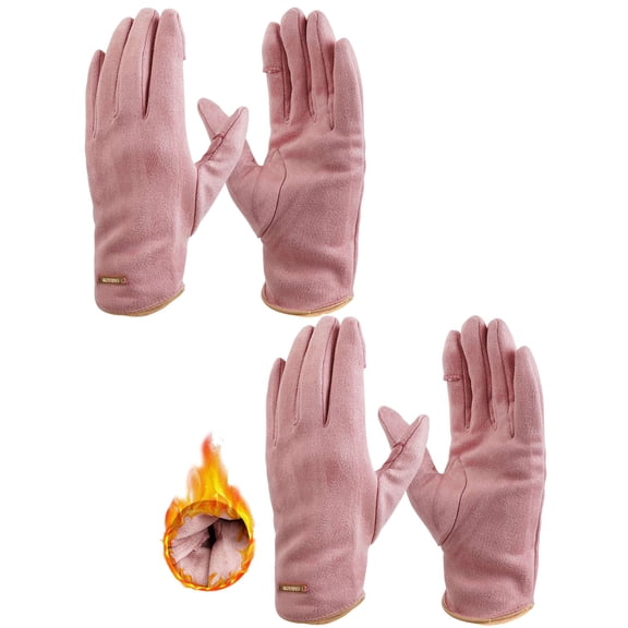 Gustave 2 Pairs Winter Gloves for Women Thermal Touchscreen Texting Windproof Warm Gloves Fleece Lined Elegant Suede Gloves for Cold Weather Outdoor