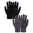thumbnail image 1 of Gustave 2 Pairs Winter Knit Gloves Touchscreen Windproof Anti-slip Thermal Soft Wool Lining Elastic Cuff for Women Men "Gray / Black, Women", 1 of 8
