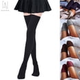 thumbnail image 1 of Gustave 2 Pairs Women Thigh High Socks Extra Long Knit Warm Over the Knee Tall Long Boot Stockings Leg Warmers, Black, 1 of 9
