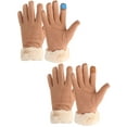 thumbnail image 1 of Gustave 2 Pairs Women's Suede Touchscreen Gloves Winter Warm Thermal Gloves Soft Fleece Lining Gloves for Cold Weather Outdoor Driving Ski, Khaki, 1 of 6