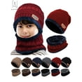 thumbnail image 1 of Gustave 2 Pieces Kids Winter Warm Knitted Hat and Scarf, Knit Beanie Cap Fleece Lining Thick Knit Skull Cap for Boys and Girls "Red", 1 of 7