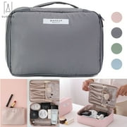 Gustave 2 in 1 Portable Travel Makeup Beauty Bag Waterproof Multifunction Cosmetic Organizer with Inner Pouch "Gray"