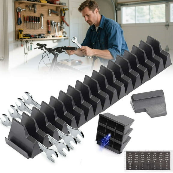 Gustave 20 Modular Wrench Organizer Holder Wrench Tool Organizer Storage Rack with Metric SAE Label for Tool Box Drawer
