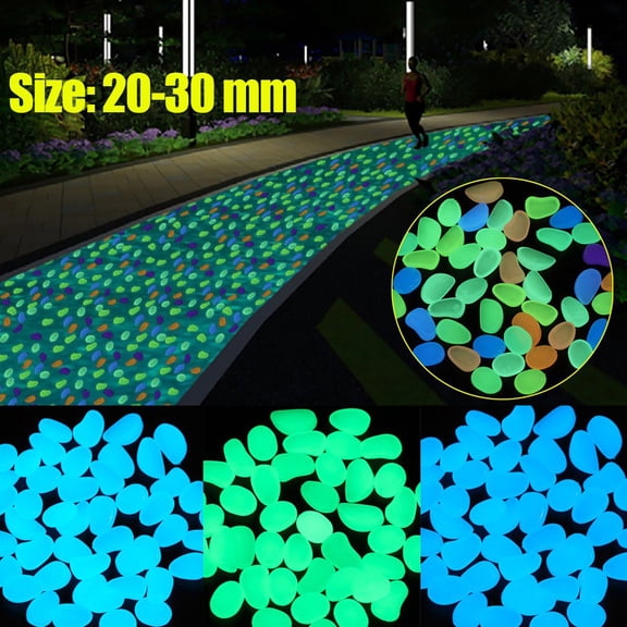 Gustave 200Pcs Luminous Pebbles Stones Glow in The Dark Garden Pebbles Rocks for Home Indoor Outdoor Walkways Path Patio Lawn Yard Fish Tank Decor "Blue"