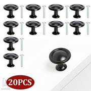 Gustave 20PCS Black Cabinet Knobs Kitchen Drawer Dresser Round Handles Door Cupboard Aluminum Alloy Pulls Hardware Knobs with Screws
