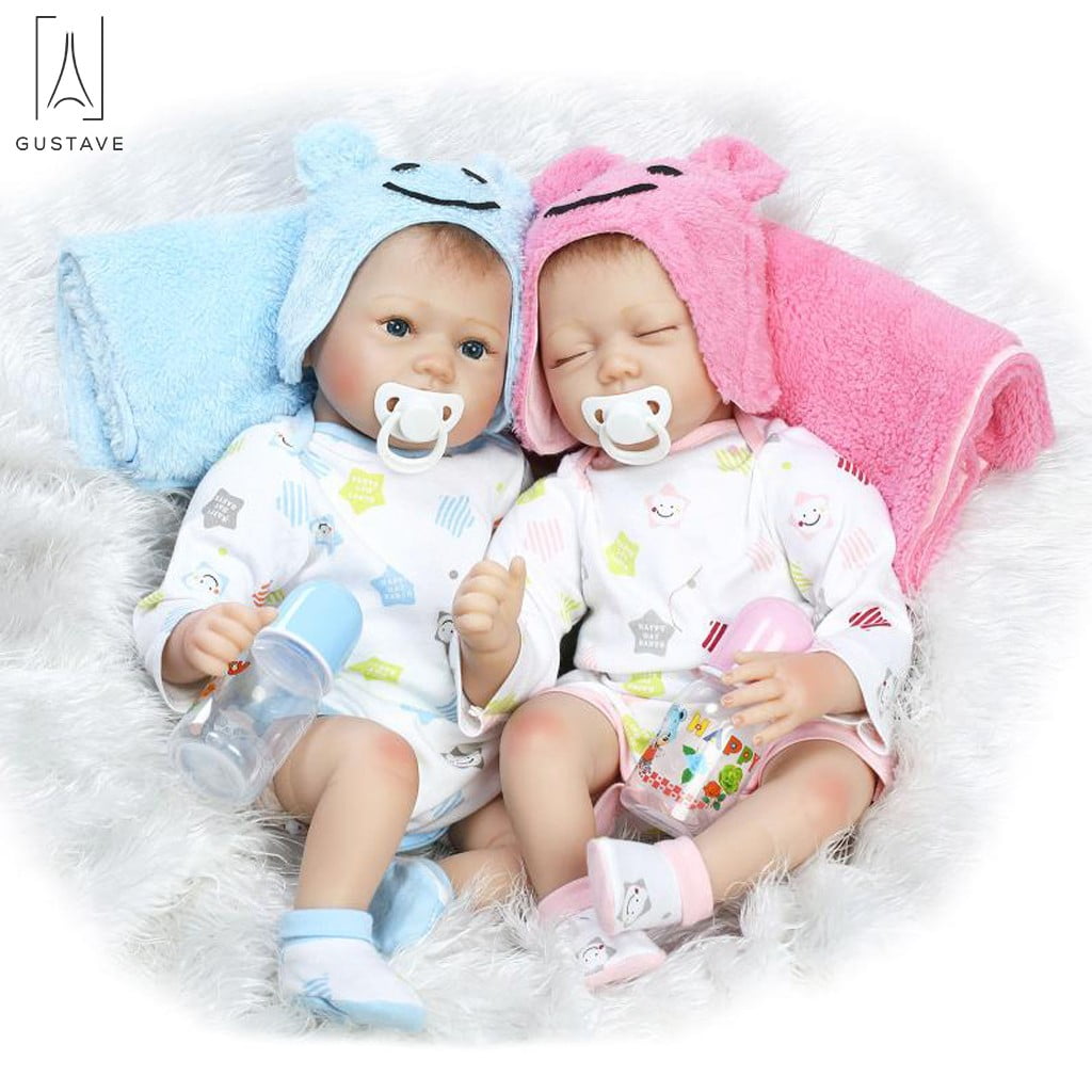 18Inch Twins Silicone Reborn Baby Doll Lifelike Full Body Doll Newborn Girl  Gift