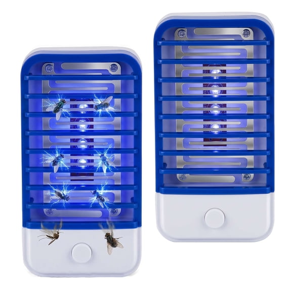 Gustave 2Pcs Electric Bug Zapper Indoor Plug in Mosquito Killer Lamp Flying Insect Traps with UV Lights - Blue