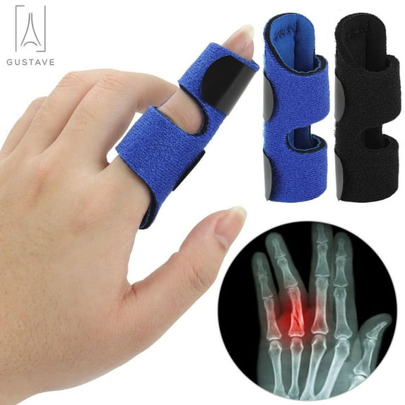 Gustave 2Pcs Finger Support Adjustable Pain Relief Trigger Finger Fixing Splint Straightening Brace Corrector Support, Finger Splint "Black"