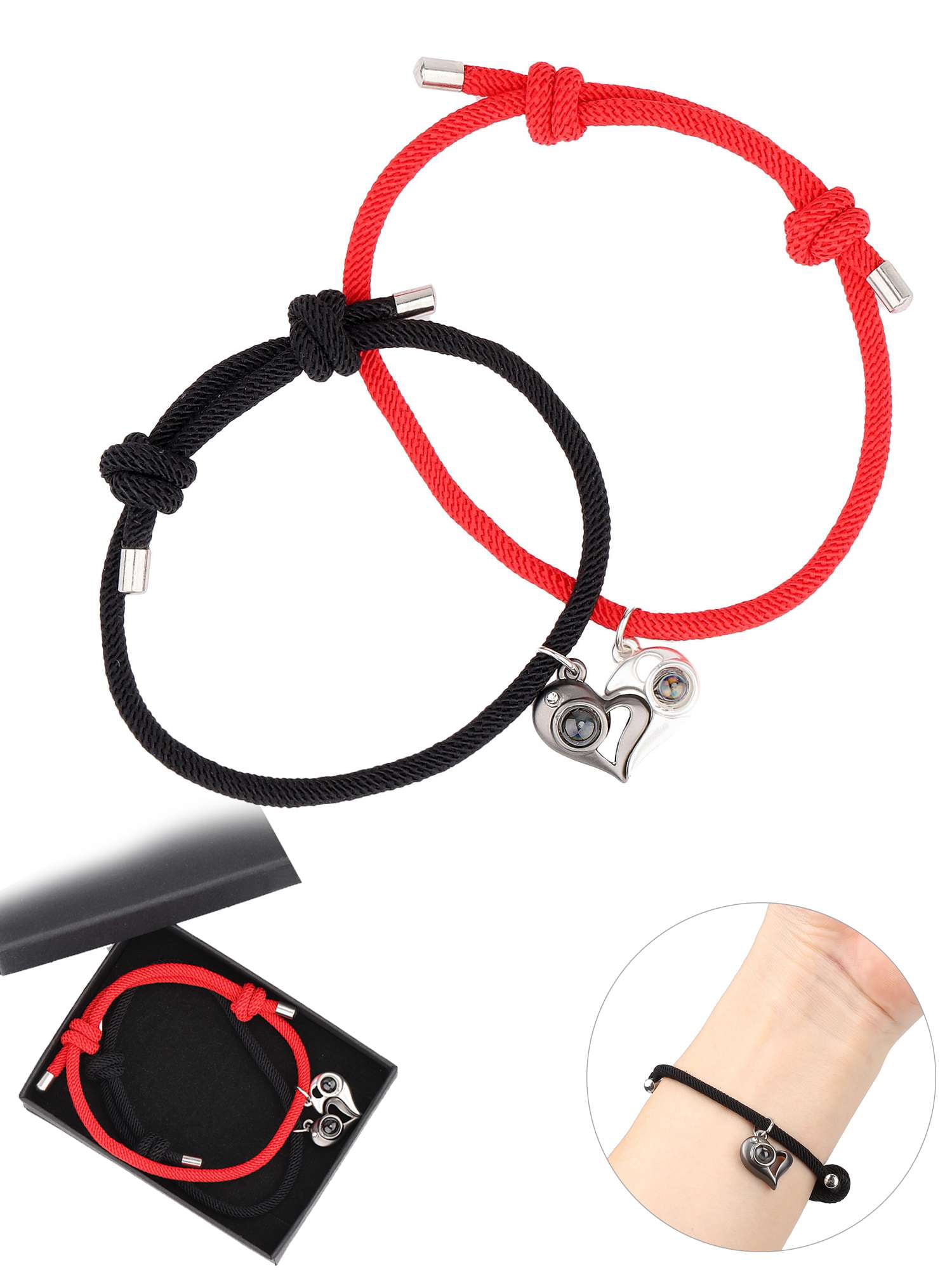 SANNIDHI® Couple Bracelets with Heart Magnet & Velvet Bag, Mutual  Attraction Heart Matching Gift Eternal