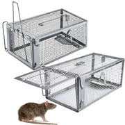 Gustave 2Pcs Rat Trap Cage Humane Mouse Traps Animal Pest Mouse Control Bait Catch -11*5.5*4.3 inch