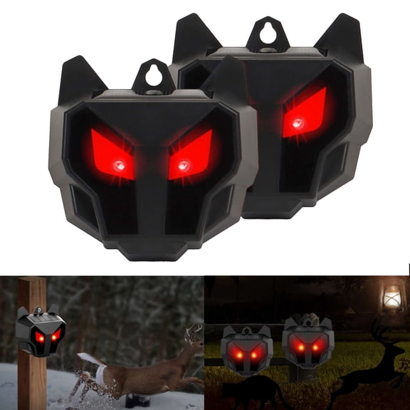 Gustave 2Pcs Solar Nocturnal Animal Repellent Outdoor Waterproof Wild Animal Deterrent Repeller Devices Night Predator Control Lights for Farm Garden Yard