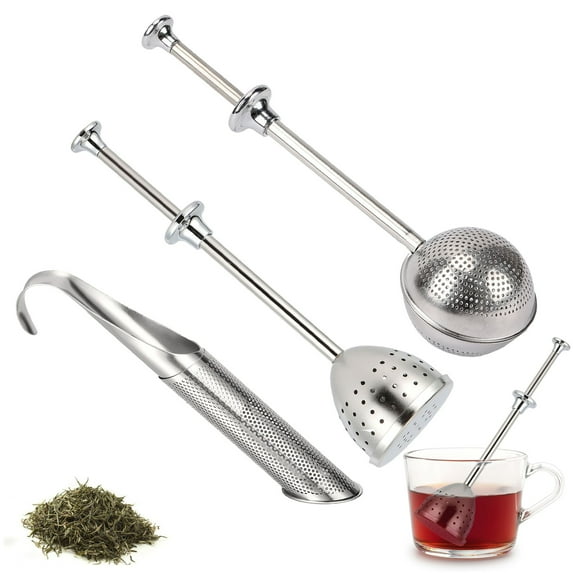 Gustave 2Pcs Stainless Steel Tea Ball Infuser Loose Leaf Tea Strainer Long Handle Fine Mesh Filters Reusable Tea Diffuser for Spices, Coffee, Seasonings