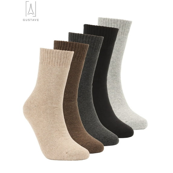 Gustave 3 Pack Adult Men's Cotton Crew Socks Breathable Athletic Work Socks Pure Color Winter Warm Quarter Socks Size 8-12