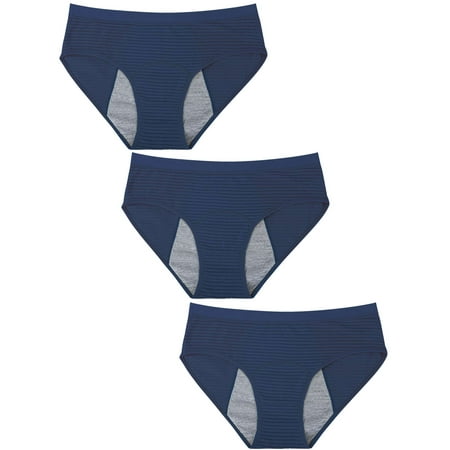 Gustave 3 Pack Cotton Period Underwear for Women Leakproof Menstrual Panties Comfort Breathable Hipster Briefs Underwear for Teen Girls "Blue, 2XL"