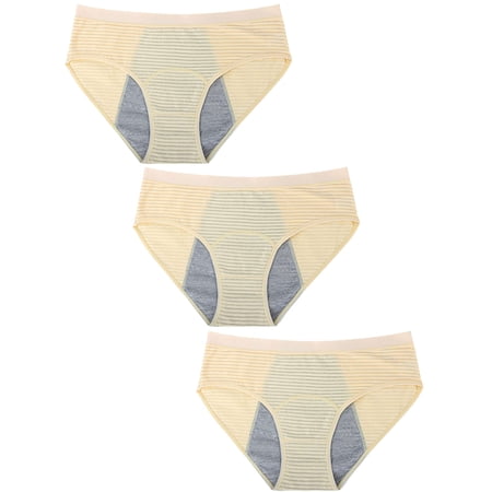 Gustave 3 Pack Cotton Period Underwear for Women Leakproof Menstrual Panties Comfort Breathable Hipster Briefs Underwear for Teen Girls "Yellow, L"