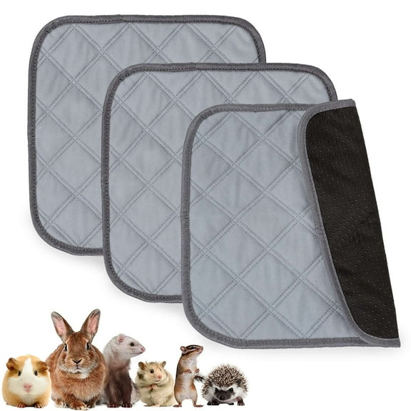 Gustave 3 Pack Guinea Pig Cage Liners Reusable Washable Pee Pads Small Animal Non-Slip Absorbent Sleeping Bedding Training Mats for Pet Rabbit Bunny Hamster, 12 x 12 Inch