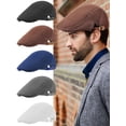 thumbnail image 1 of Gustave 3 Pack Men Mesh Newsboy Hats Summer Breathable Flat Caps Adjustable Flat Beret Cap Vintage Gatsby Cabbie Driving Hunting Hat, 1 of 8