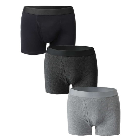 Gustave 3-Pack Men's Regular Leg Boxer Briefs Adult Youth Tagless Cotton Underwear Comfort Stretch "2XL, Black"