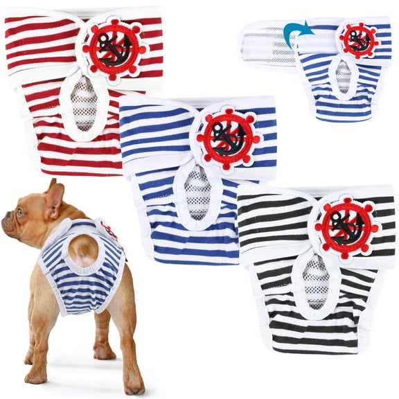 Gustave 3 Pack Washable Female Dog Diapers Reusable Doggie Diaper Wraps Highly Absorbent No Leak Pet Physiological Pant Sanitary Panties for Small Medium Large Girl Dogs