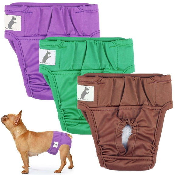 Gustave 3 Pack Washable Female Dog Diapers Reusable Highly Absorbent Leak-Proof Puppy Doggie Diapers Period Panties for Small Medium Large in Heat Female Dogs