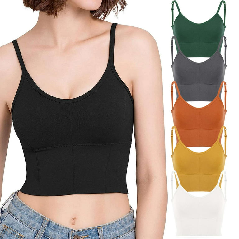 Gustave 3 Pack Women Cami Bras Seamless Padded Yoga Bralettes Wirefree  Workout Sports Bra Comfort Camisole Spaghetti Strap Crop Tops
