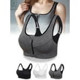 thumbnail image 1 of Gustave 3 Pack Women High Impact Front Zip Sports Bra Push Up Padded Workout Yoga Bras Wirefree Shockproof Fitness Vest Tops, 1 of 9