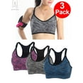 thumbnail image 1 of Gustave 3-Pack Women's Seamless Active Keyhole Mesh Racerback Sports Bra High Impact Padded Bras Workout Fitness Running Yoga Crop Tops "Size XL", 1 of 8