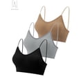 thumbnail image 1 of Gustave 3-Pack Women's Seamless Cami Bra V Neck Padded Bralette Spaghetti Strap Pullover Style Bras Tank Top Wire Free "Size XL", 1 of 7