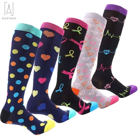 Gustave 3 Pairs Compression Socks 15–20mmHg Knee High Graduated Stockings for Men & Women Support for Athletic Running Cycling Travel "L/XL"