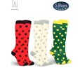 thumbnail image 1 of Gustave 3 Pairs Graduated Knee High Compression Socks for Men Women Polka Dot Print Athletic Circulation Support Stocking for Running, Cycling, Travel, Flight "Green & Red & Beige, S/M", 1 of 5