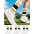 thumbnail image 1 of Gustave 3 Pairs Retro Striped Crew Socks Tube Socks Soft Cozy Cotton Casual Socks Athletic Running Socks Novelty Sporty Calf Socks for Women Men, 1 of 6