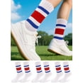thumbnail image 1 of Gustave 3 Pairs Retro Striped Crew Socks Tube Socks Soft Cozy Cotton Casual Socks Athletic Running Socks Novelty Sporty Calf Socks for Women Men, 1 of 6