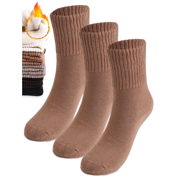 Gustave 3 Pairs Winter Boot Socks for Women Thick Warm Knit Socks Thermal Cozy Crew Socks Solid Color Soft Casual Socks Stocking Stuffers Gifts for Cold Weather