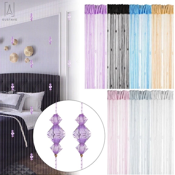 Gustave 39"x78" String Door Curtain Beads Crystal Tassel Beaded Room Divider Screen Window Panels Home Decor, White