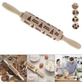 thumbnail image 1 of Gustave 3D Christmas Wooden Rolling Pin Embossing Roller Pins Wood Embossing Embossed XMAS Pattern for Cookies Baking Kitchen Tool (Christmas Tree, 13.8"), 1 of 9