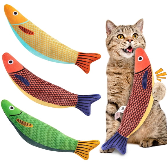 Gustave 3Pcs Cat Catnip Toys Crinkle Sound Soft Interactive Cat Kicker Toys Pillows for Indoor Kitty Kitten Chasing Chewing Exercising