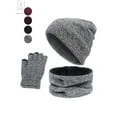 thumbnail image 1 of Gustave 3Pcs Winter Hat Scarf Gloves Set for Men and Women, Knit Slouchy Beanie Hat -Touch Phone Gloves -Infinity Scarf, Gray, 1 of 10