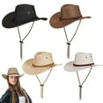 thumbnail image 1 of Gustave 4 Pack Cowboy Hats for Men Women Classic Western Cowgirl Hat Wide Brim Cap Fedora Sun Hats with Wind Lanyard, 1 of 10